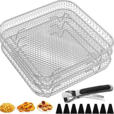 304 Edelstahl 3-lagiges Airfryer Grill- & Dörrgestell | Dampfgarer für BBQ, Obst & Gemüse