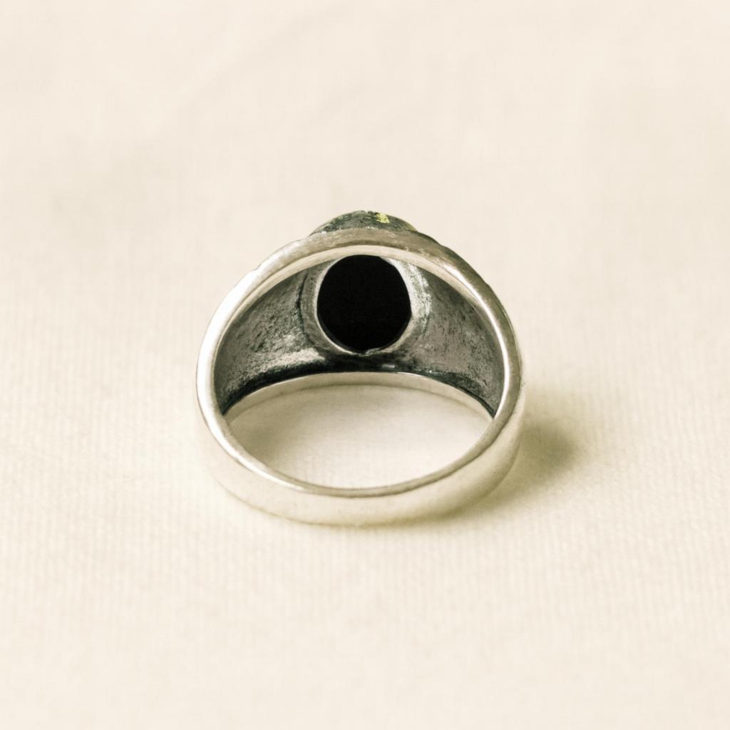Black Onyx Oval Shaped Signet Ring, 925 Solid Sterling Silver, Heavy Mens Jewelry