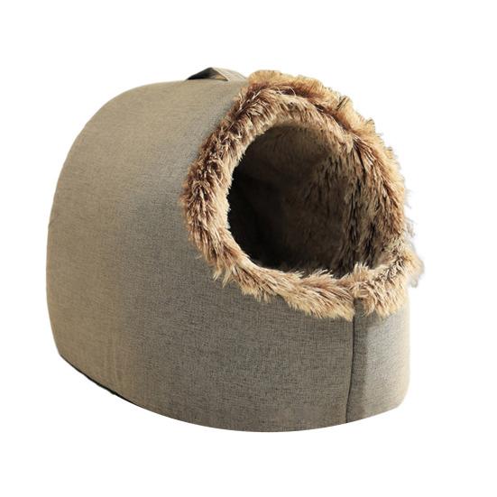 

Warm Cat Cave Bed Cozy Pet Calming Nest Plush Hooded Cat Bed Fluffy Winter Small