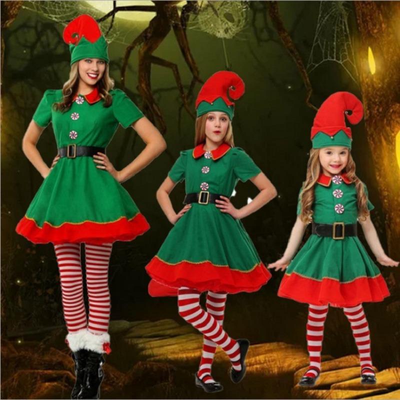 New Male and Female Christmas Elves, Children's Christmas Clothes, Adult Parent-child Masquerade, Party Costumes