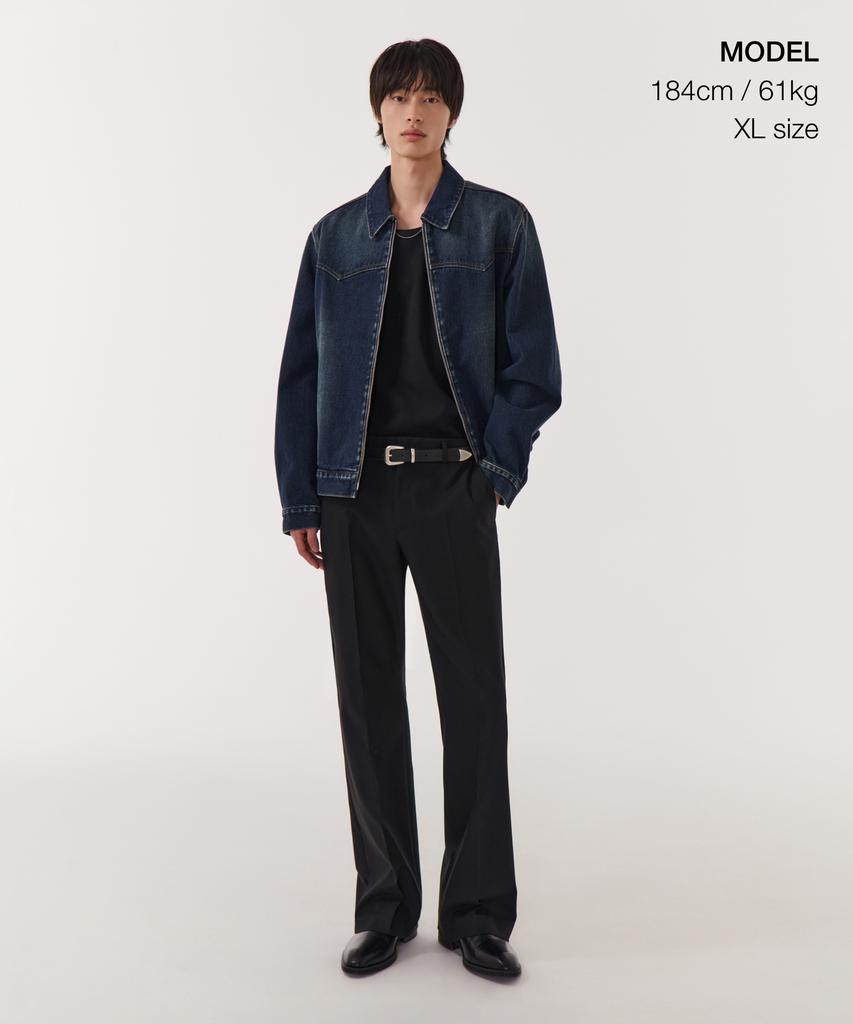 Musinsa Standard Denim Zip-Up Western Jacket [Dark Blue]