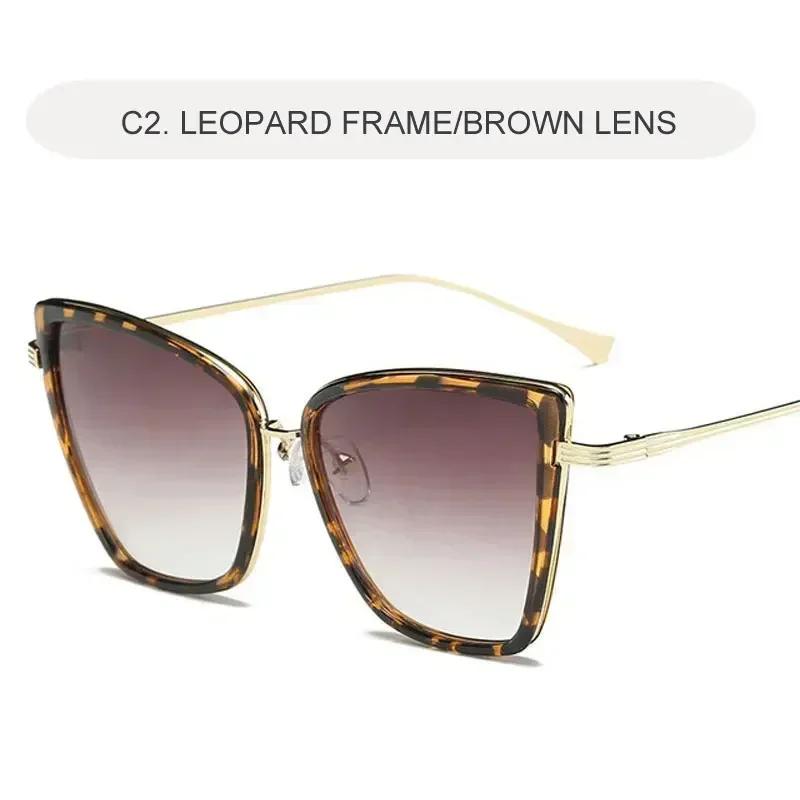 Metal Retro Oversized Sunglasses Women Sexy Cat Eye Luxury Sun Glasses Female Black Gradient Vintage Ladies