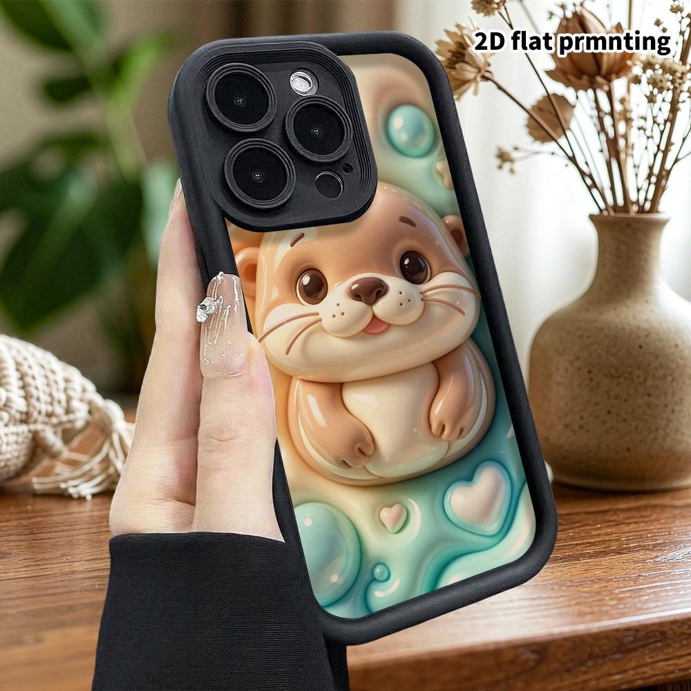 Phone case: 2D flat design, suitable for iPhone 18 17 16 15 14 13 Pro protective case, cute soft otter, perfect Christmas and Halloween holiday gift
