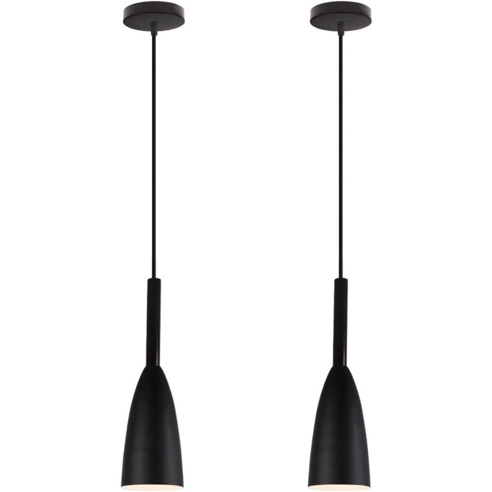 

2pcs Nordic Chandeliers E26/E27 Black Metal Ceiling Lighting Modern LED Pendant Light Hanging Lamp for Kitchen Living Room Decor Without Bulb