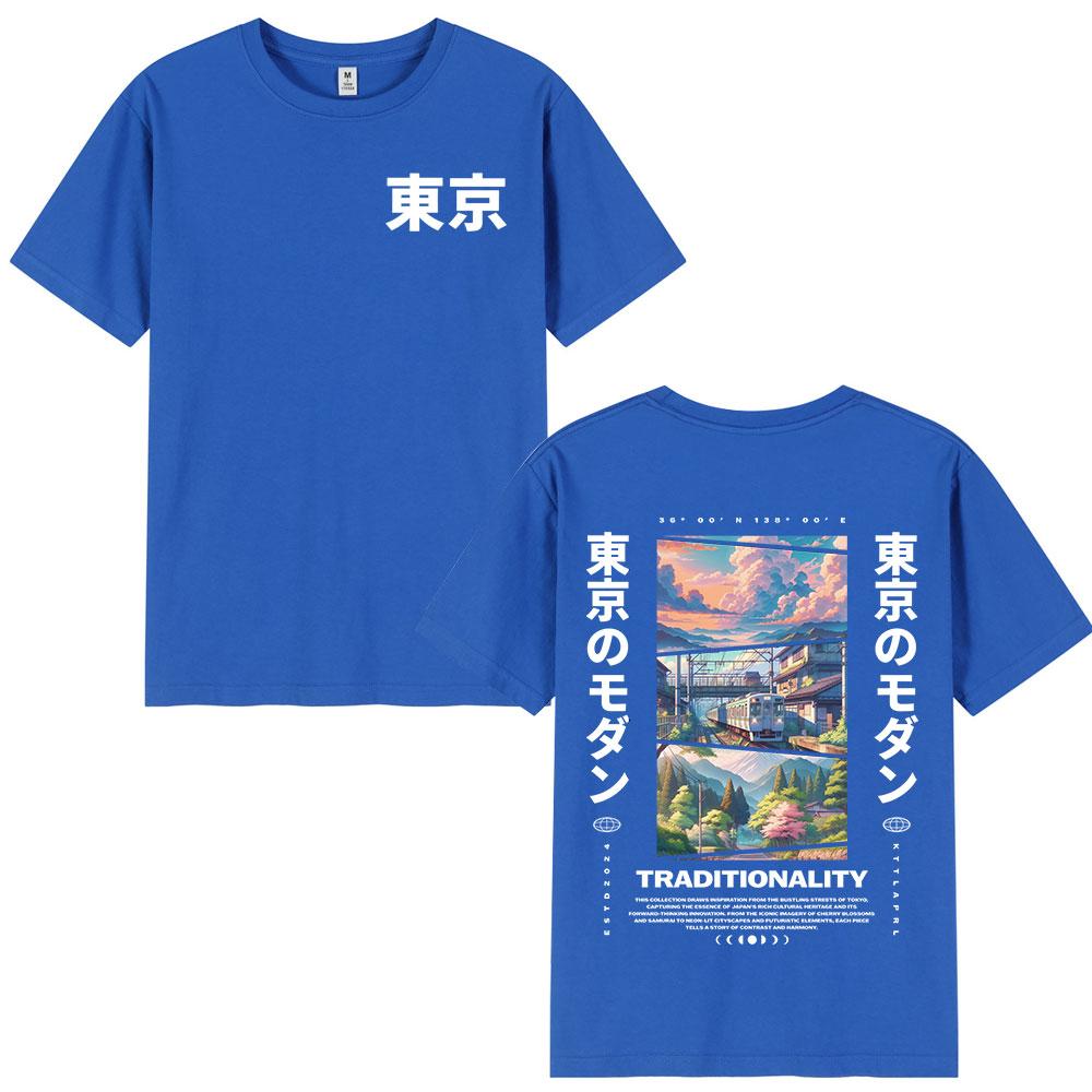 Japanese Tokyo Cherry Blossoms T Shirts Unisex Unisex Clothing Short Sleeve 100 Cotton T Shirt Fashion Harajuku Tshirt Streetwear