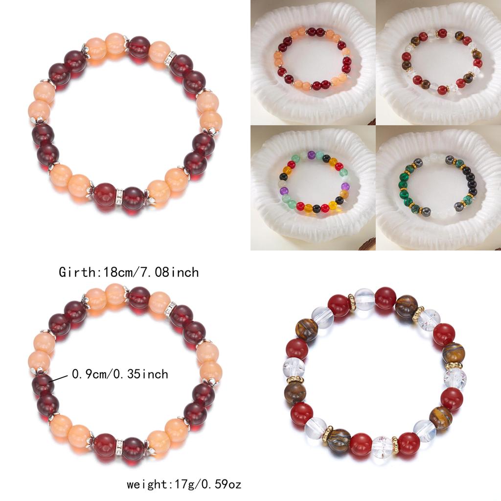 Geometric Stone Womens Bracelet Handmade Elastic Cord Minimalist Jewelry For Casual Wear