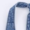 Abito Estivo Midi in Denim con Scollo a V e Nodo, Senza Maniche, per Donna
