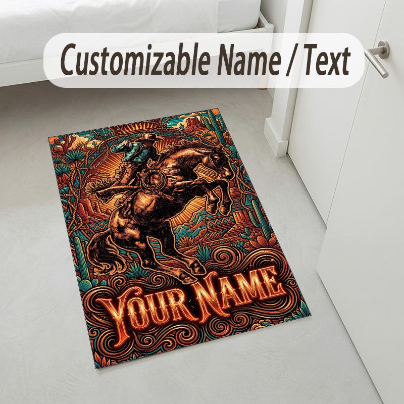 Ravens Roses Theme Soft Crystal Velvet Rug Custom Name & Text Print Non Slip Floor Rug for Bedroom Living Room