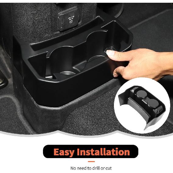 Rear Cup Holder for Jeep JL & JT,Rear Seat Storage Box Tray Organizer Floor Console Mounted Drink Holder Interior Accessories Compatible with Jeep