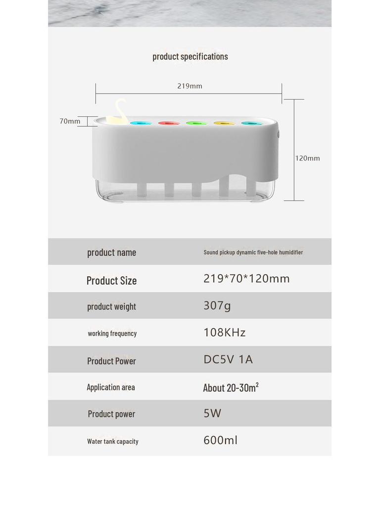 Multicolor Desktop Humidifier with Five-Hole Spray - Creative Gift for Bedroom Atmosphere