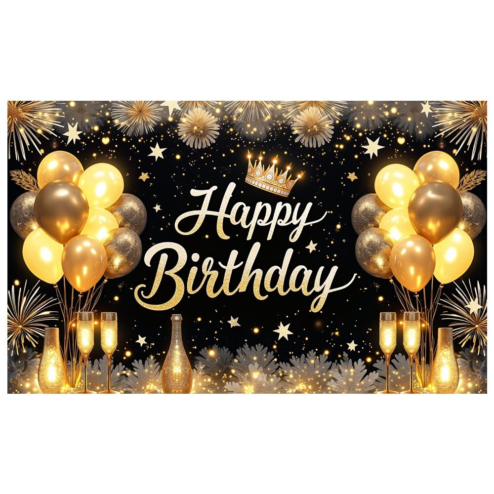 Birthday Event Display Luxurious Birthday Photo Background Display Golden Crown Birthday Party Banner For Private Party