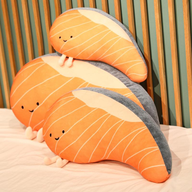 50-80cm Giocattolo Peluche Salmone Simulazione Creativa Bambola Cibo Realistico Cartone Animato Morbido Cuscino Letto Divano Regalo Divertente progettato per Regalo Bambini