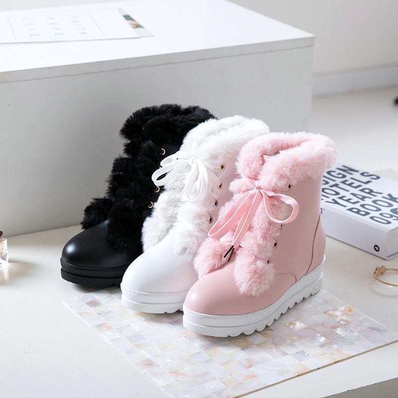 Fashion Trendy High-top Thick-soled Cotton Shoes Women's  Warm Winter Board Shoes Outdoor Cold Resistant Non-slip Snow Boots Sizes 34-43