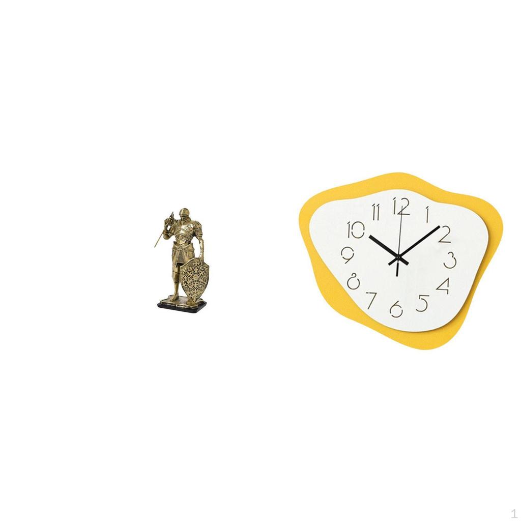 Nordic Resin Knight Figurine Sculpture And Modern Acrylic Wall Clock Ornament for Office Desk