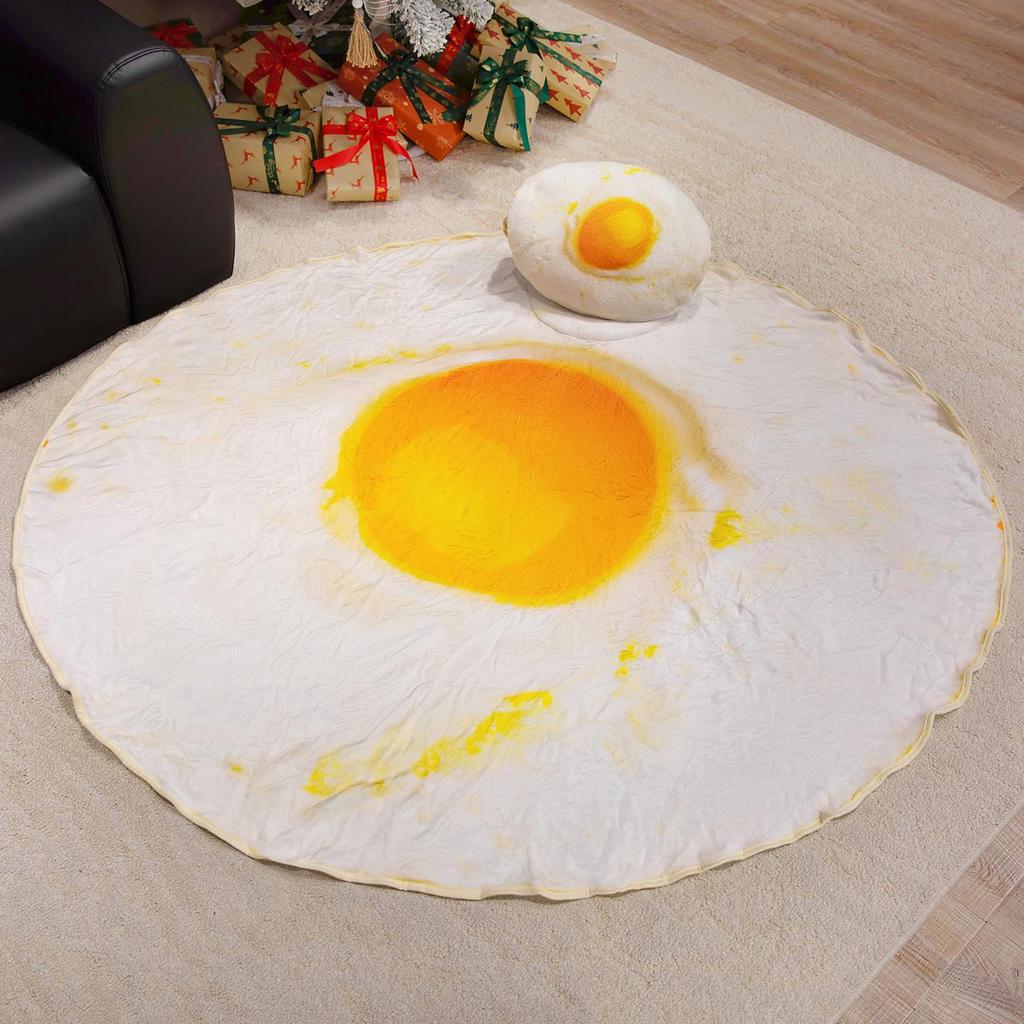 Cartoon Cabbage Watermelon Duck Egg 2-in-1 Flannel Hug Pillow & Nap Blanket