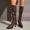 Leather Over-the-knee Boots Autumn and Winter New Pointed Toe High Heel Women's High Knight Boots