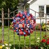 Patriotic Wreath for Front Door Handmade 4th of July Door Hanger Red White Blue American Wooden Hanging Plaque for Wall Porch Memorial Day Decor