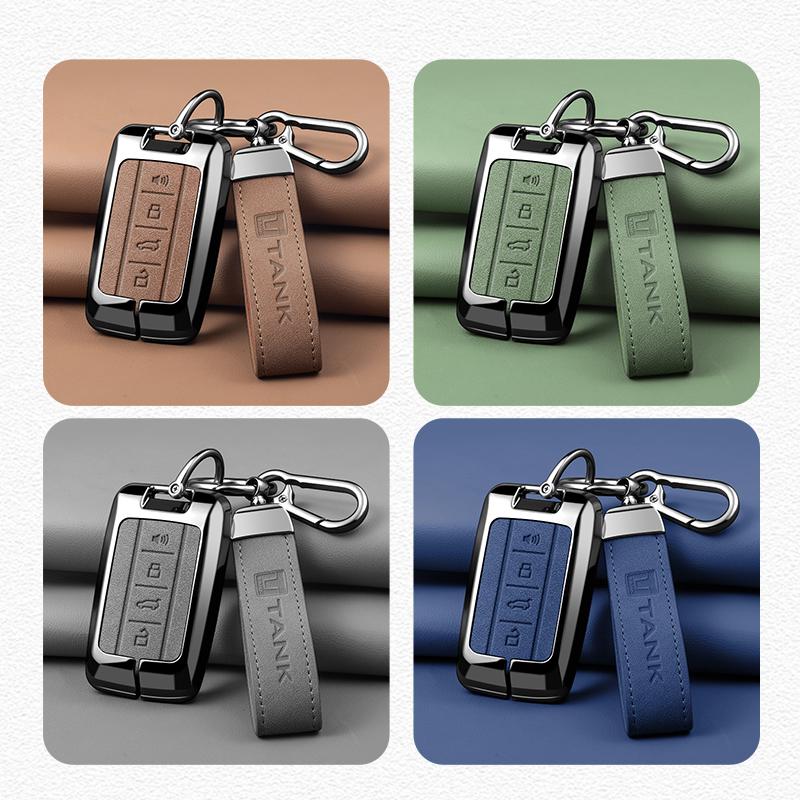 Zinc Alloy Car Key Case Cover Shell for GWM Tank 300 500 Protection Key Bag Set Keychain Keyring Auto Interior Accessories