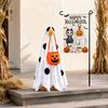 Indoor Party Decoration Halloween Lighted Ghost Porch Goose Outfit And Flag Set for 23 Inch Statue, Outdoor Yard Ornament Spooky Clothes with Pumpkin