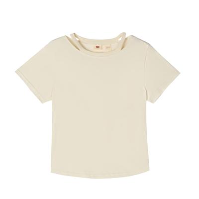 Levis Cool Series Relaxed Simple Comfortable Off-Shoulder Casual Solid T-Shirt Women Tops 0018G-0002