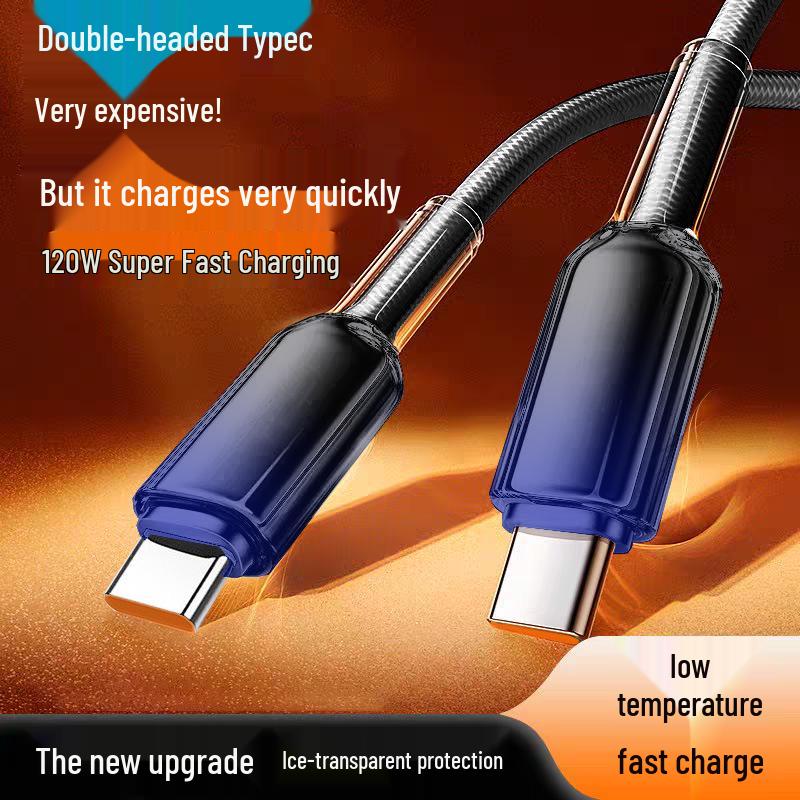 120W Dual Type-C Fast Charging Cable for iPhone 16/15 Pro & Huawei - PD Compatible