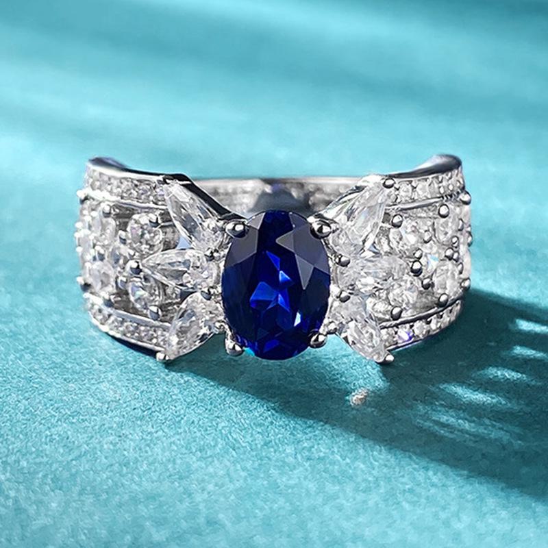 Lulu Tong 2023 S925 Silver Royal Blue European-American Style Fashion Ring