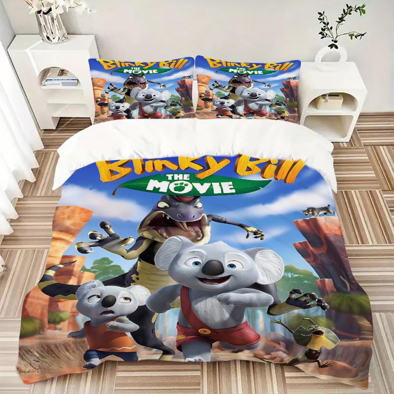 Blinky Bill Koala Adventure Print 3Pcs Bedding Set,Duvet Cover with 2 Bedro,Pillowcase Home Birthday Gift