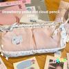 Highvolume Fabric Pen Case With Polka Dots And Bow For School Supplies And Office Desk