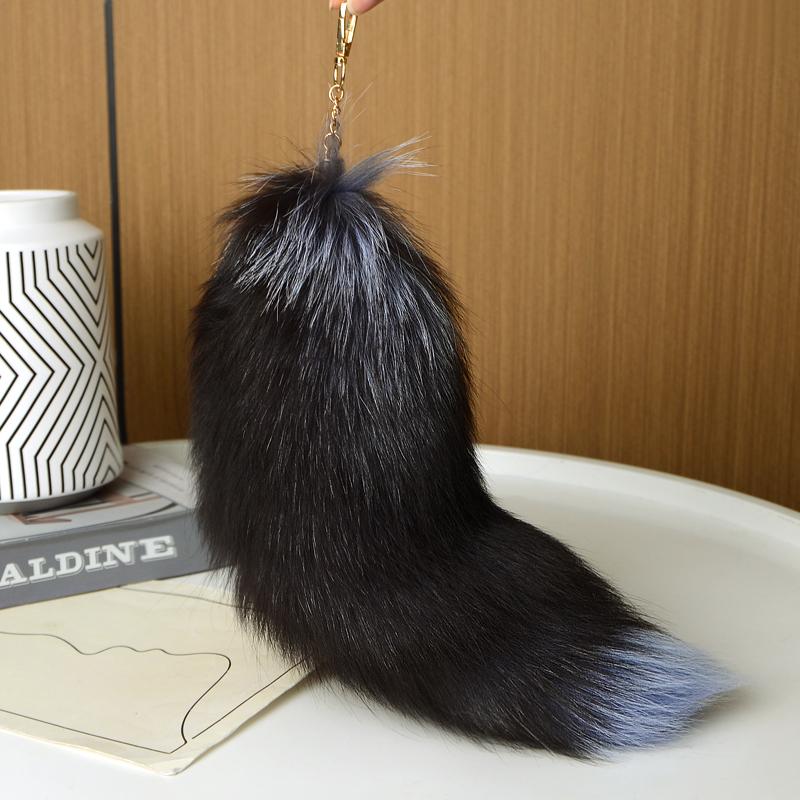 40cm Plyšový Liščí Ocas Klíčenka Přívěsky na Tašku Roztomilý Kožešinový Mývalí Ocas Klíčenka Klíčenka Zvířecí Ocas Klíčový Přívěsek Pompony Klíčenka Dekorace Tašky