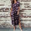 Women's Camouflage Print Dress Spring/summer Round Neck Short-sleeved Comfortable Casual Dress