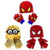 Minions Children Spiderman Cartoon Knitted Hat Gloves Winter Warm Suit Years 16