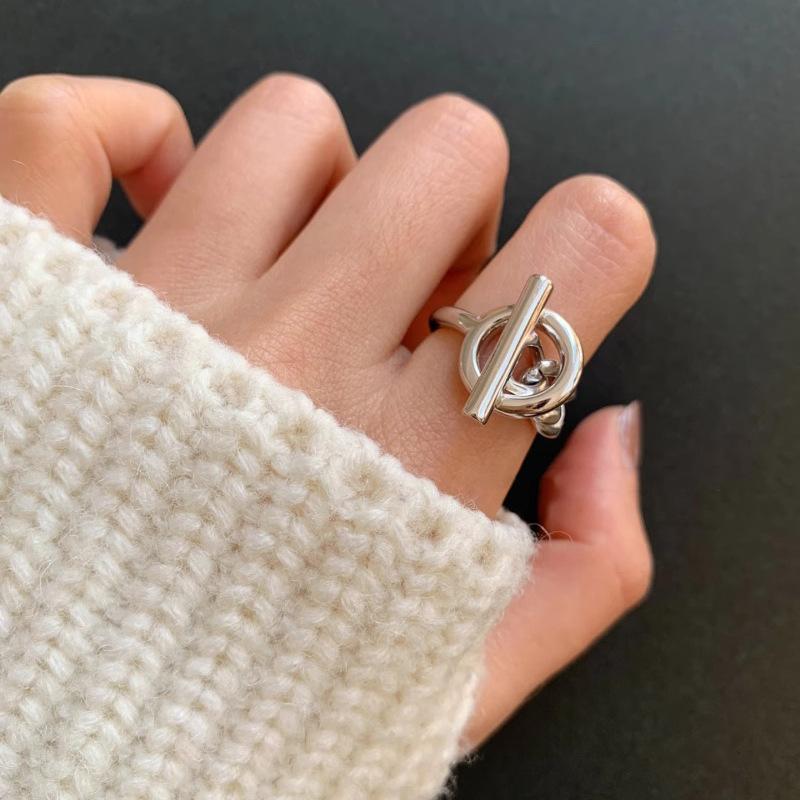 925 Silver Open Finger Ring Punk Lines Geometric Openwork Simple Stackable For Women Girl Jewelry Gift Dropship Wholesale