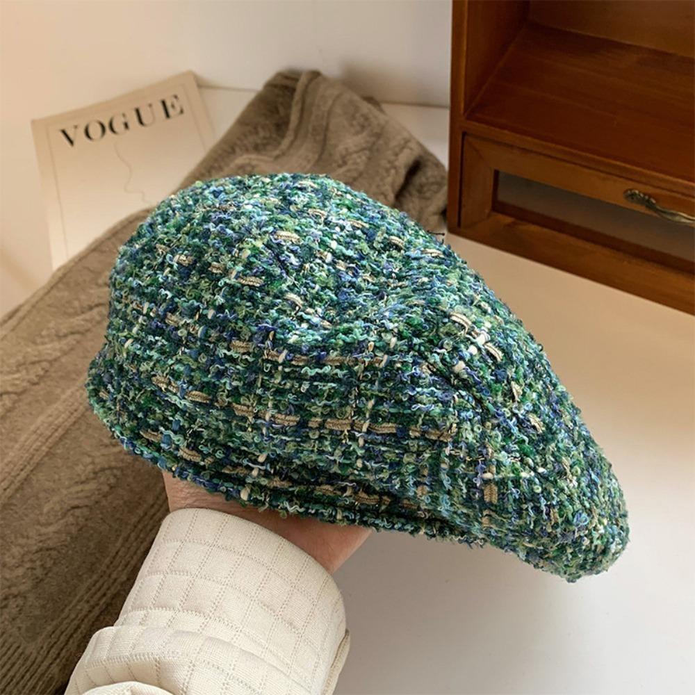 Cotton Christmas Plaid Soft Hat Red Women Artist Hat Casquette Tartans Berets Cap Work