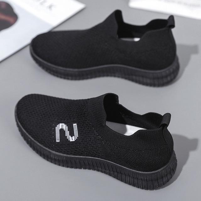 

Дышащая женская обувь, модные повседневные кроссовки, легкая спортивная женская обувь, кроссовки с буквенным принтом, полые нескользящие туфли 41 чёрный