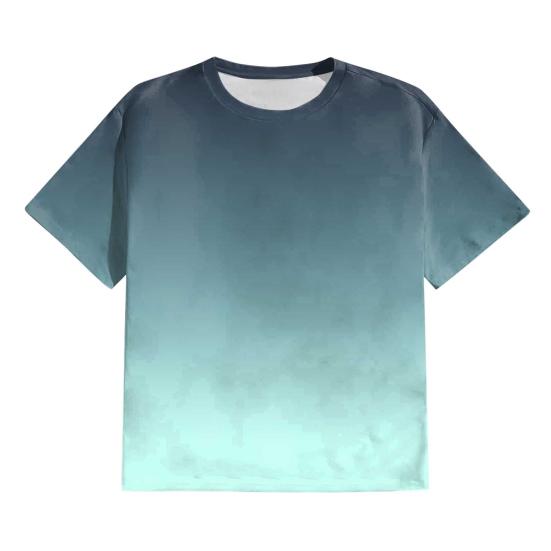Men Gradient Color T-Shirt Short Sleeve Round Neck Summer Top Plus Size Urban Style Loose Tee Shirt for Daily Wear Party Office Beach
