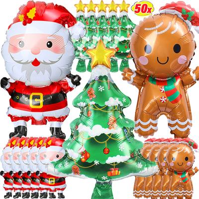 Niedliche Weihnachtsmann Folienballons Weihnachtsthema Weihnachtsbaum Lebkuchenmann Ballon für Neujahrsparty Deko Kinderspielzeug Großhandel