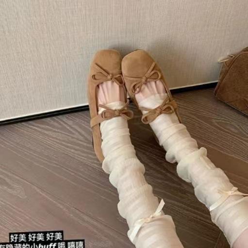 

Версия из коровьей кожи~ Сказочный ветер мелкий вырез 4 см внутренняя высота увеличение французский бантик балетки Мэри Джейн женские туфли 40