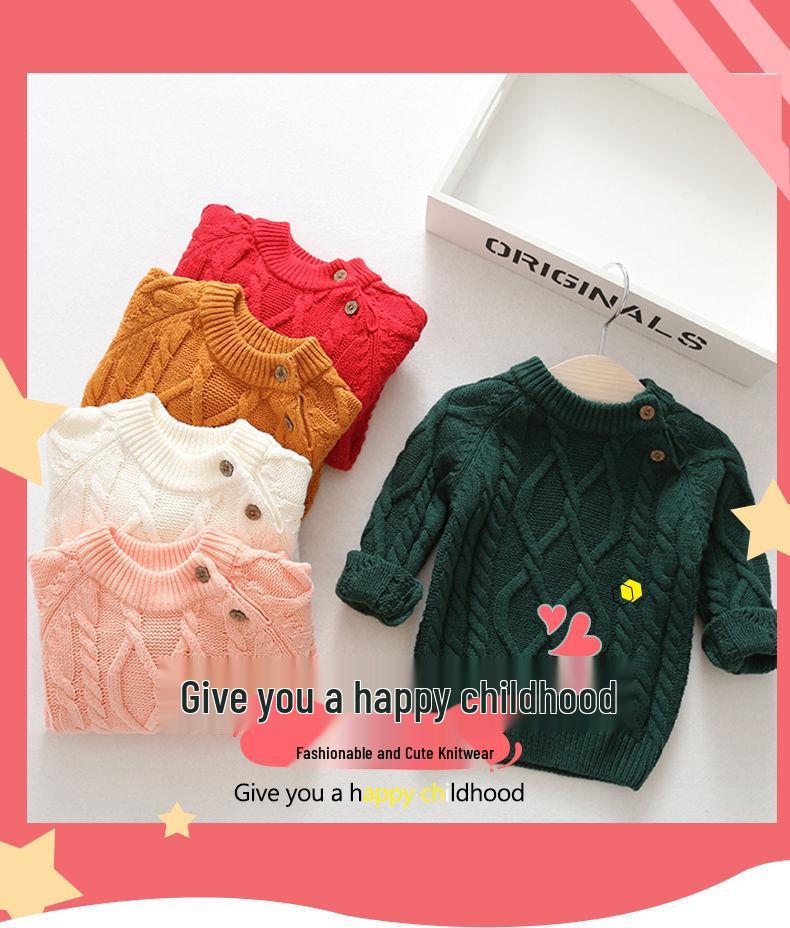 2025 Kids' Knit Sweater: Boys' Base Layer & Girls' Pullover Round Neck for Spring/Autumn