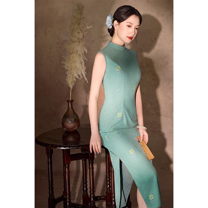 Blue Cheongsam New Chinese 1011 New Women's Autumn Young Daily Wear Cheongsam Elegant Embroidery Slim Fit