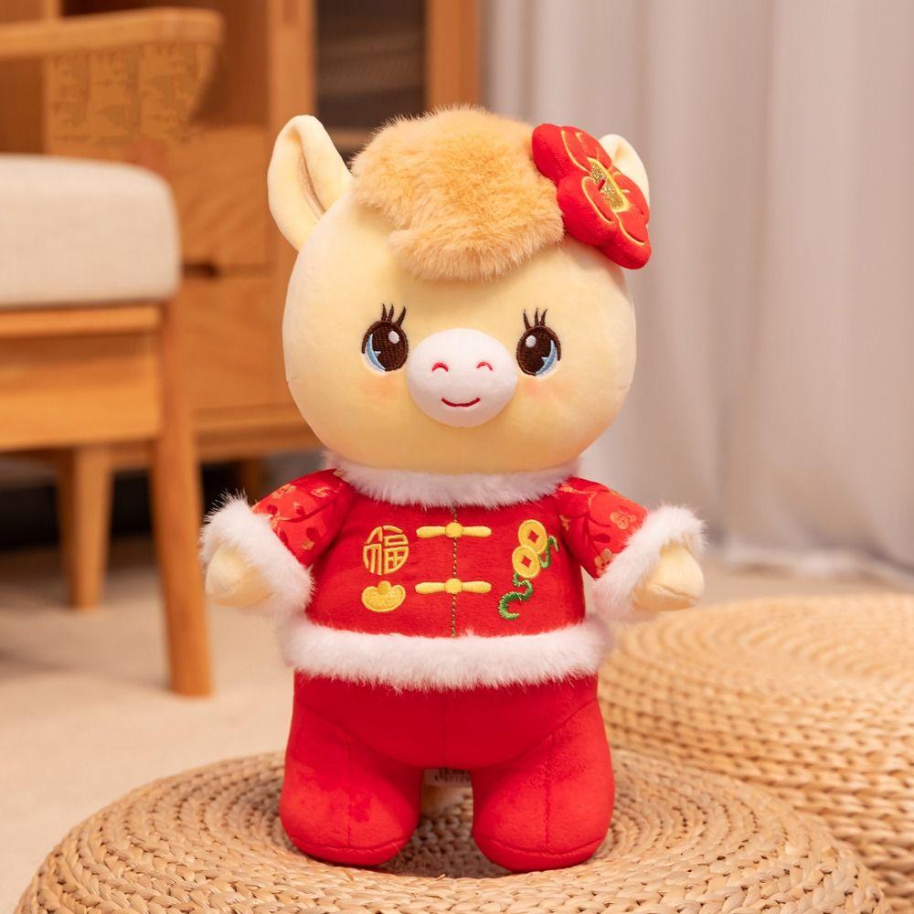 Cute Pony Plush Doll Chinese Zodiac Lucky Pony Toy Traditional New Year Mascot  Home Decor