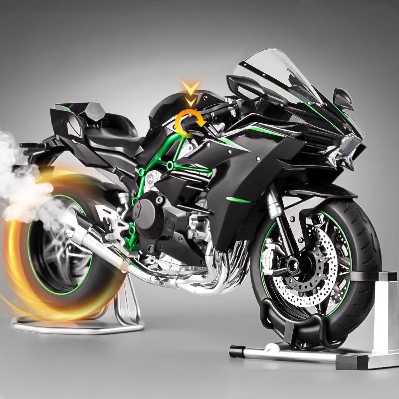 Spray 1:6 Kavvasaki Racing Ninja 500 H2R Moto Simulazione Suono Luci Veloce e Furiosa Regalo per Bambini Collezione Valore Esposizione