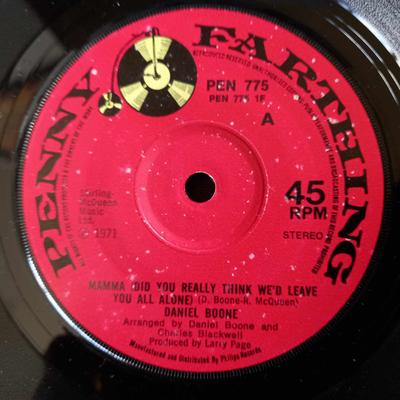 7-Zoll-Schallplatte DANIEL BOONE Mama, dachtest du wirklich, wir würden gehen PEN775 PENNY FARTHING 1971 UK Rock Gebraucht