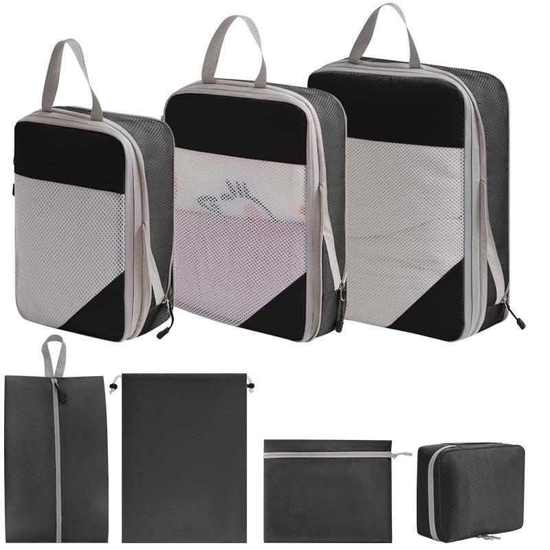 7-Piece Travel Compression Organizer Set for Clothes, Shoes, and Cosmetics