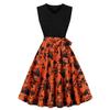 Summer New Retro V-neck Sleeveless Black Spelling Print Pendulum Dress