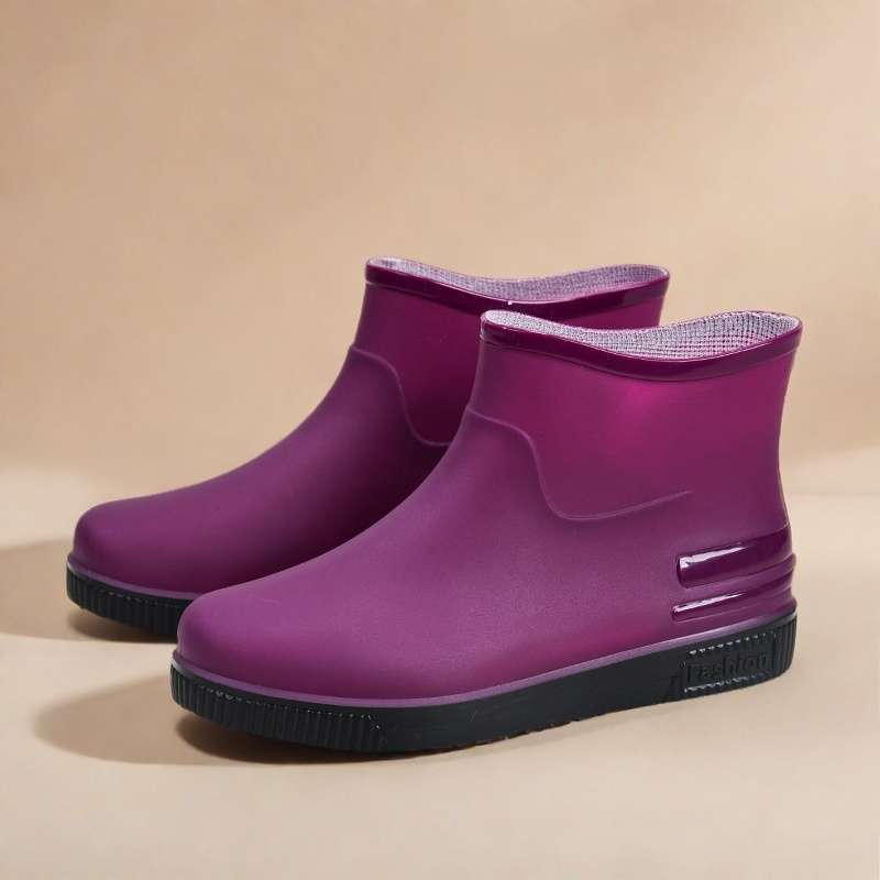 Fashion rain shoes water shoes women's adult warm waterproof non-slip velvet kitchen short rubber shoes rain boots cover shoes water boots