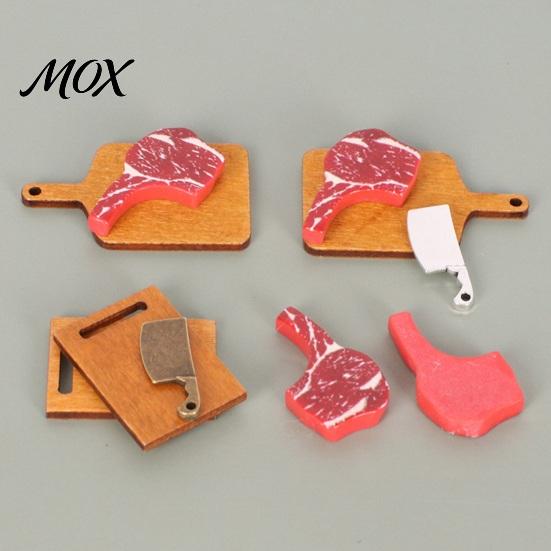 Doll Kitchen Countertop Accessories 3Pcs/Set Mini Steak Cutting Board, Tiny Wooden Realistic Board Knife Miniature for Mansion Butcher Display And Set