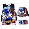 Cartoon Sonic Backpack, Primary And Secondary School Schoolbag, Messenger Bag, Pencil Case Three-Piece Set