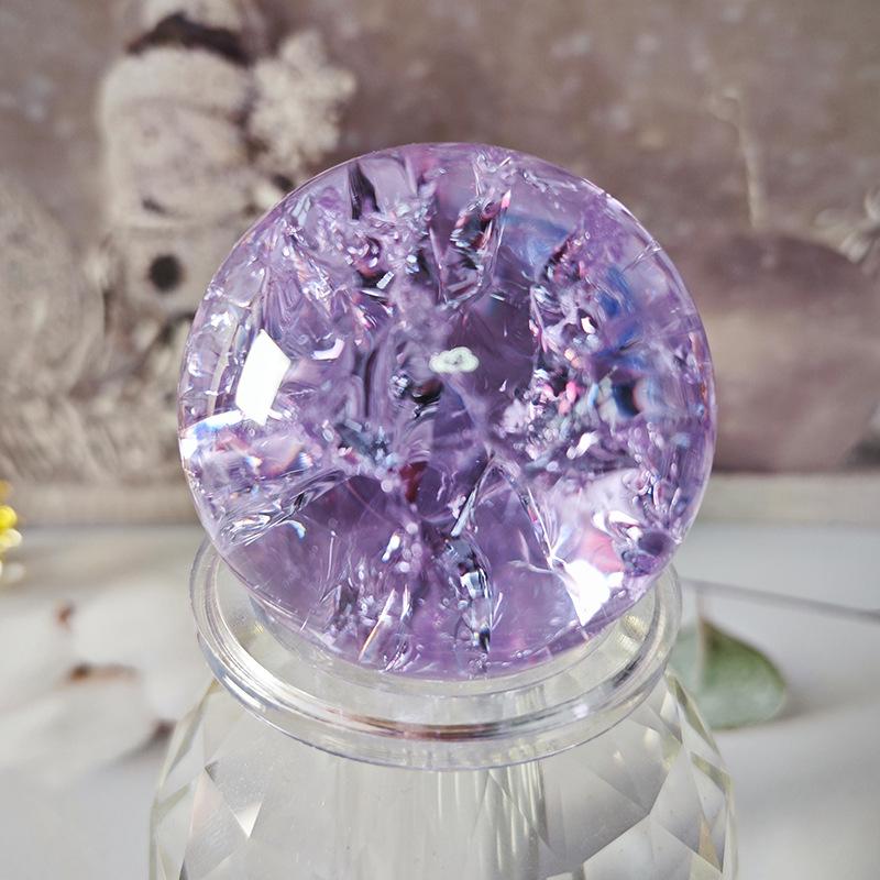 5CM Non-Fading True Color Ice Crackle Crystal Ball - Feng Shui Pond Rotating Water Feature Accessory