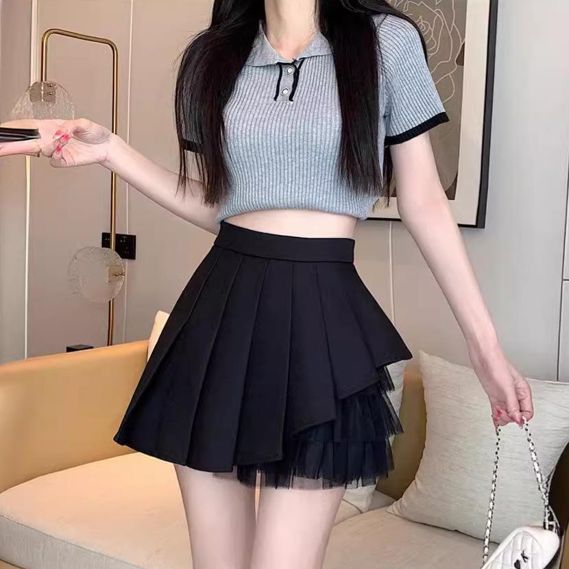 

Women s High-Waisted Casual Design-forward Slimming All-match Versatile Pleated Skirt Summer Suit Flattering A-Line Longer Length JK Short Skirt 2XL