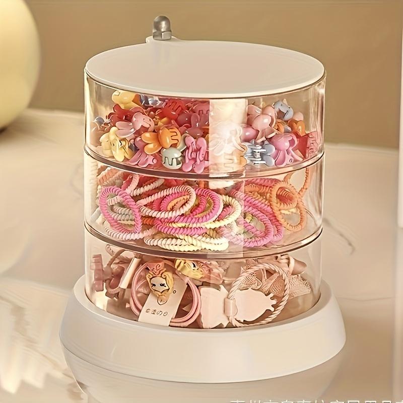 

Elegant Keeper Princess-Themed Multi-Layer Rotating Jewelry Organizer - Transparent, Anti-Oxidation Storage For Hair Accessori